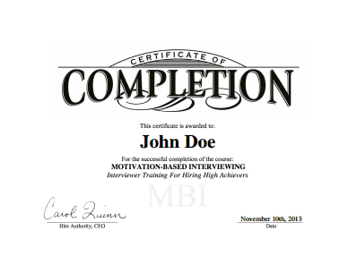 Certificate of Completion